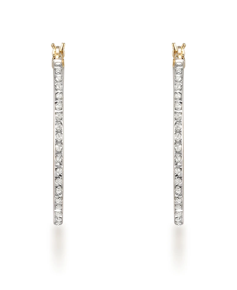Macy's Diamond Accent Hoop Earrings (0.01 ct. t.w.) in 18K Gold Over Sterling Silver