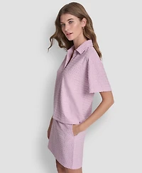 Dkny Jeans Women's Boxy Polo Collared T-Shirt