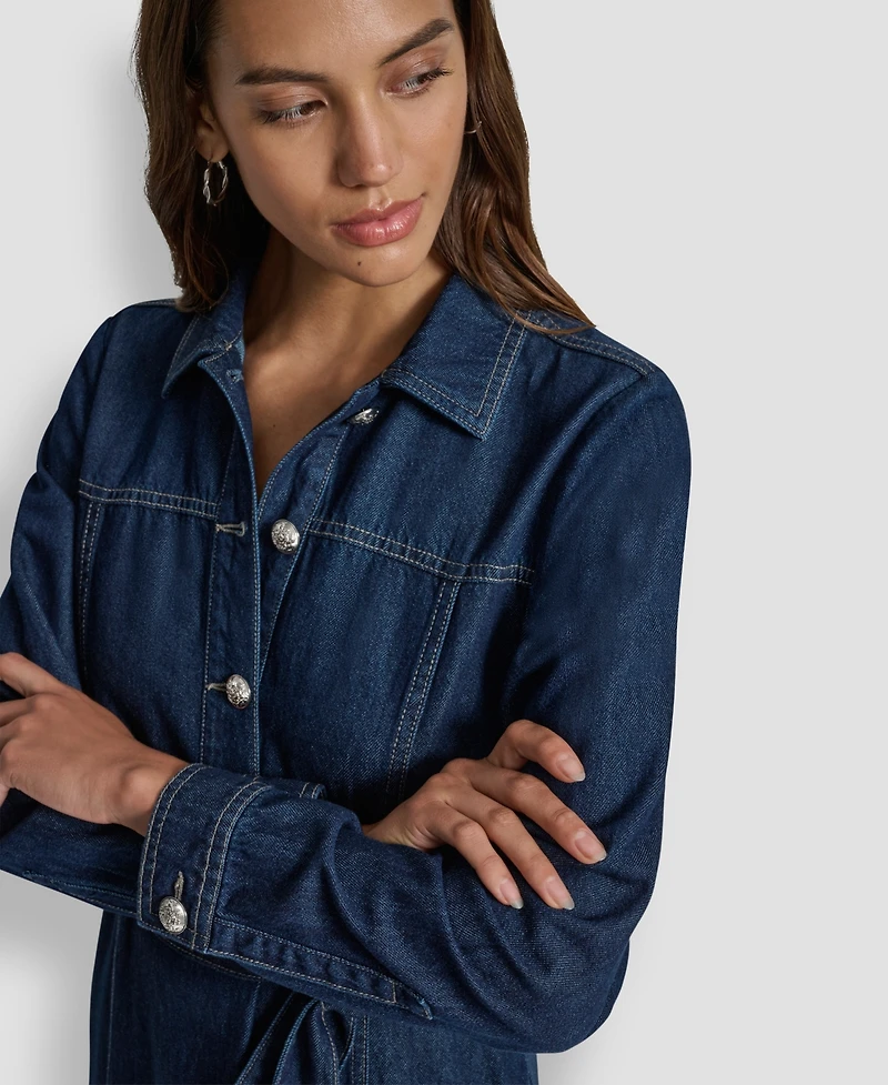 Dkny Jeans Women's Self-Belted A-Line Shirt Dress