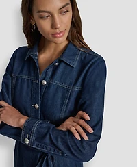 Dkny Jeans Women's Self-Belted A-Line Shirt Dress