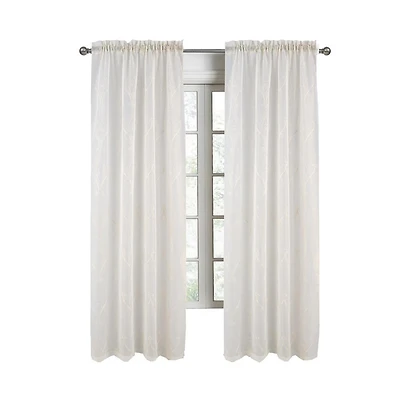 Rt Designers Collection Pearl Emb Metallic Doily Rod Pocket Room Darkening Window Curtain Panel for Bedroom 54" x 84" Gold