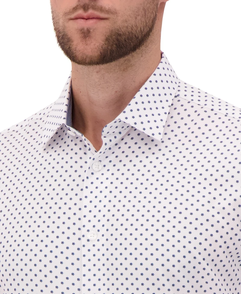 Report Collection Men's 4-Way Geometric-Print Button-Front Woven Dress Shirt