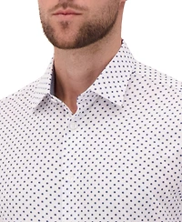 Report Collection Men's 4-Way Geometric-Print Button-Front Woven Dress Shirt