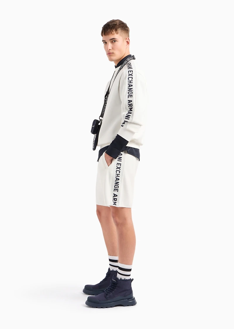 A|X Armani Exchange Men's Jacquard Logo Sleeve Crewneck Sweatshirt