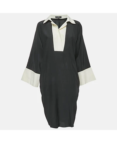 Pre-Owned Salvatore Ferragamo Women's Black Silk Shirt Dress