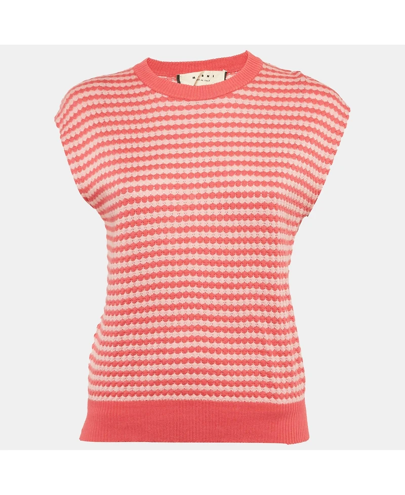 Pre-Owned Marni Women's Pink Honeycomb Pattern Cotton Sleeveless Jumper