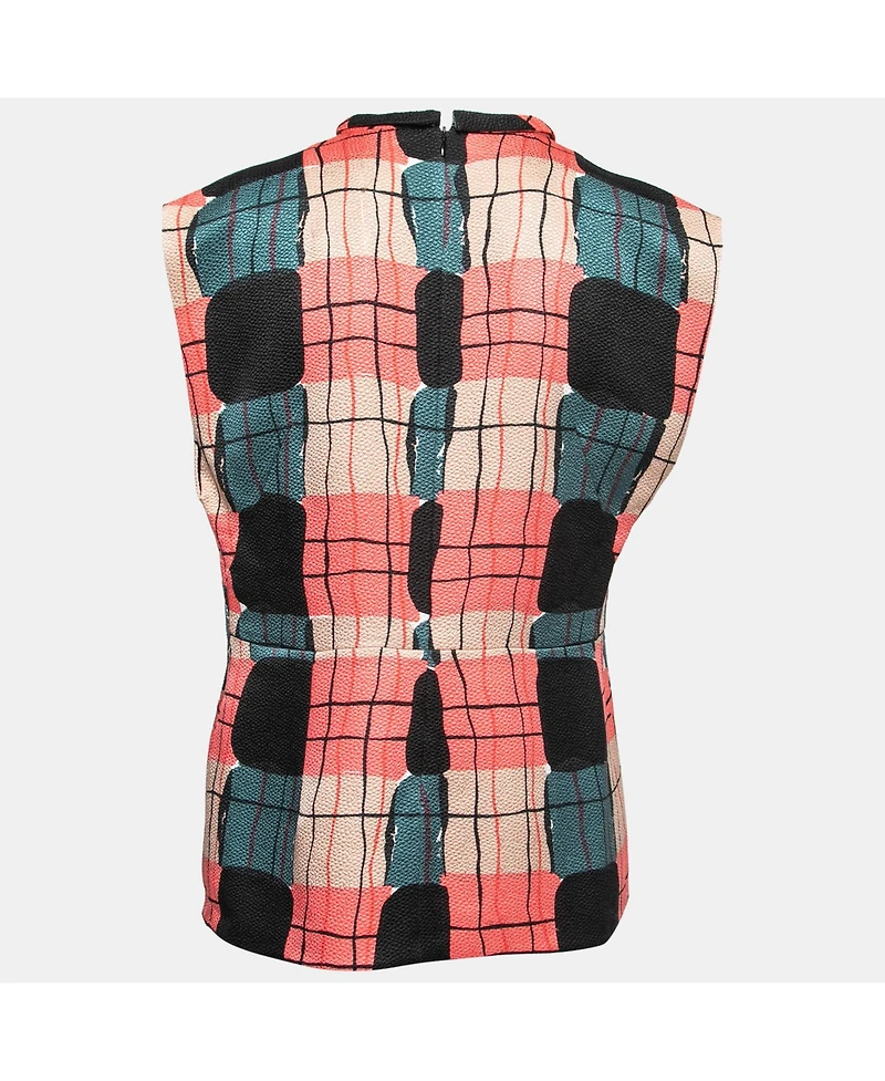 Pre-Owned Marni Women's Multicolor Printed Silk Crepe Keyhole Cutout Top