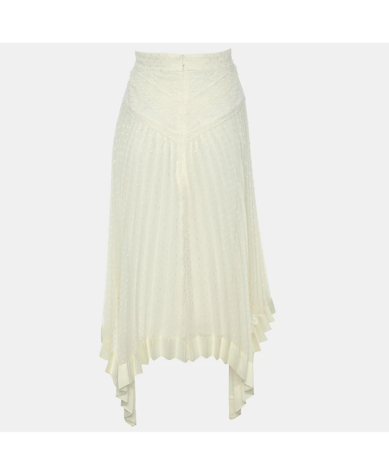 Pre-Owned Zimmermann Women's Cream Espionage Sunburst Pleated Lace Skirt