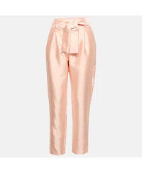 Pre-Owned Zimmermann Women's Pink Satin Tie-Up Trousers