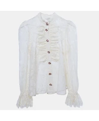 Pre-Owned Zimmermann Women's Lace Ruffled Sheer Blouse