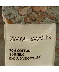 Pre-Owned Zimmermann Women's Blue Floral Print Cotton Ruffled Blouse