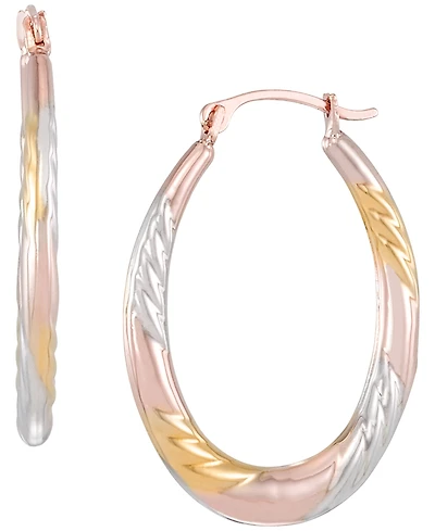 Macy's Hoop Earrings in 14K Rose Gold and Yellow Gold Over Sterling Silver