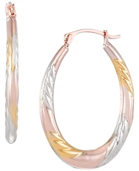 Macy's Hoop Earrings in 14K Rose Gold and Yellow Gold Over Sterling Silver