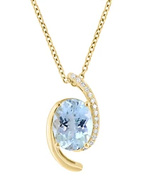 Effy Collection Aquamarine (1-1/2 ct. t.w.) and Diamond Necklace (1/20 ct. t.w.) in 14k Yellow Gold