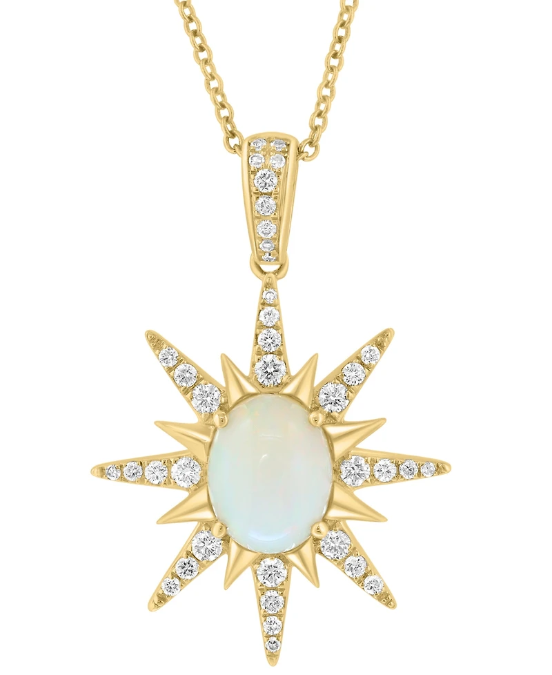 Effy Collection Opal (1-1/3 ct. t.w.) and Diamond Necklace (1/3 ct. t.w.) in 14k Yellow Gold
