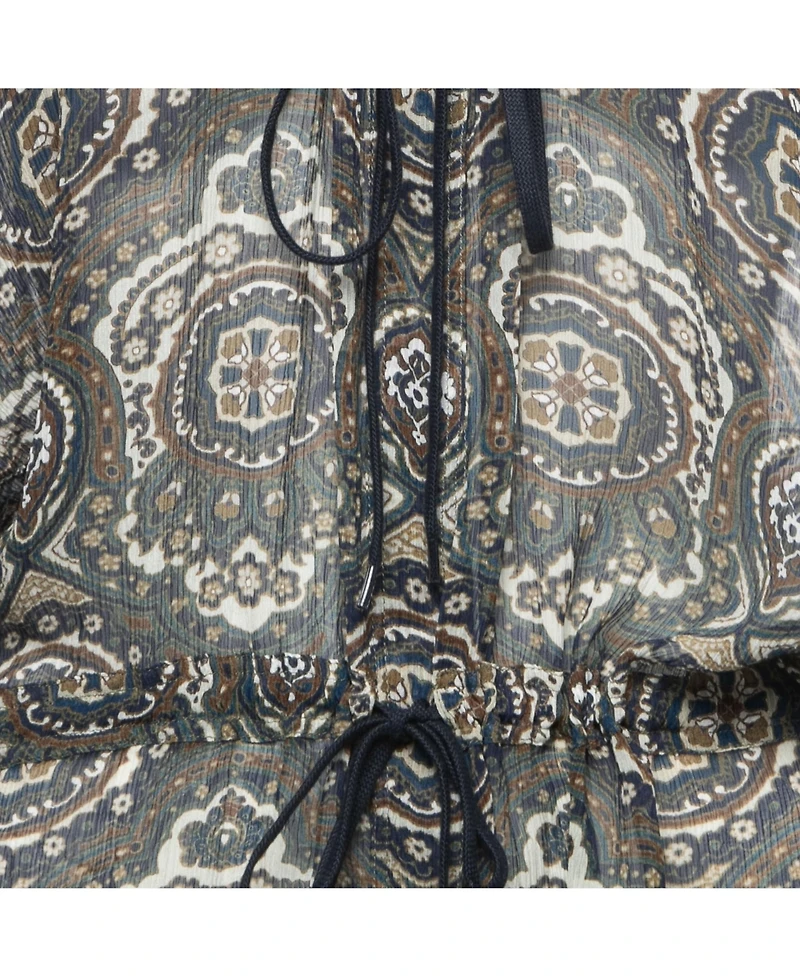 Pre-Owned Chloe Women's Multicolor Paisley Printed Chiffon Drawstring Blouse