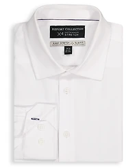 Report Collection Men's 4-Way Tonal Herringbone Print Woven Dress Shirt