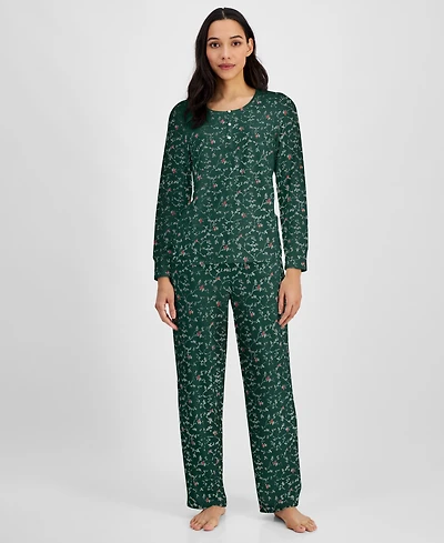 Charter Club Women's 2-Pc. Printed Long-Sleeve Packaged Pajamas Set, Created for Macy's