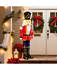 Costway 5 Ft Lighted Nutcracker Soldier Outdoor Christmas Decoration with Glitter Sword