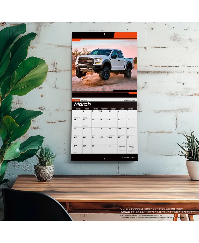 BrownTrout Ford F150 Trucks Official | 2026 12 x 24 Inch (Hanging) Monthly Square Wall Calendar | Plastic-Free