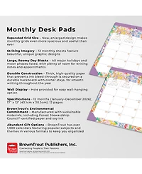 BrownTrout House of Turnowsky Official | 2026 17 x 12 Inch Monthly Desk Pad Calendar