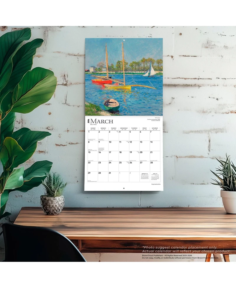 BrownTrout Impressionists | 2026 12 x 24 Inch (Hanging) Monthly Square Wall Calendar | Plastic-Free