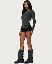 Edikted Women's Daphne Ribbed Long Sleeve T Shirt