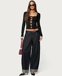 Edikted Women's Zeya Lacey Keyhole Top