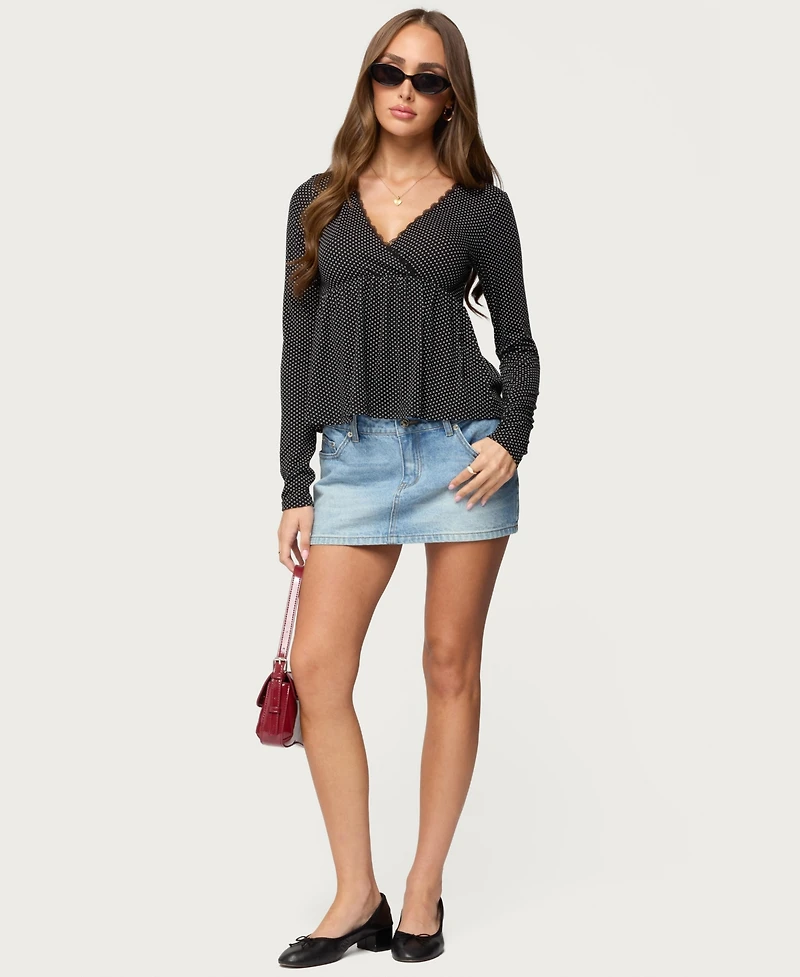 Edikted Women's Kenzie Long Sleeve Babydoll Top