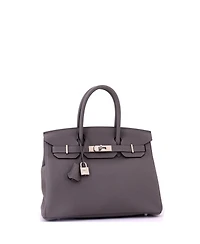 Pre-Owned Hermes Birkin 30 Handbag Grey Togo with Palladium Hardware