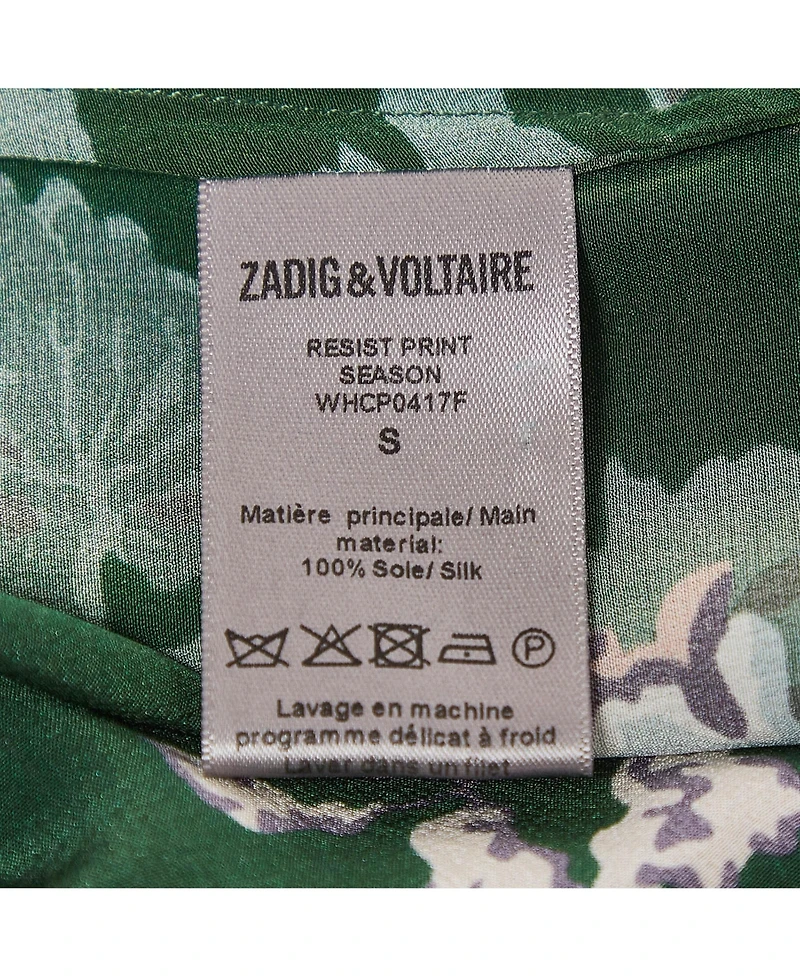 Pre-Owned Zadig & Voltaire Women's Green Resist Print Silk Dress