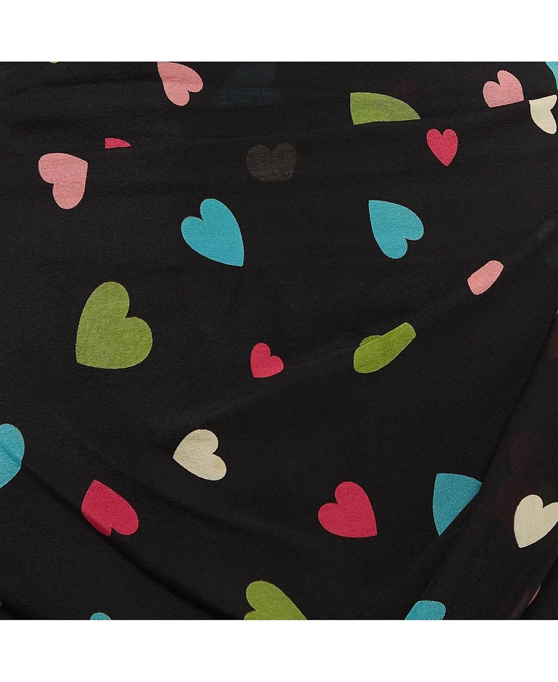 Pre-Owned Moschino Women's Cheap And Chic Black Heart Print Silk Maxi Skirt
