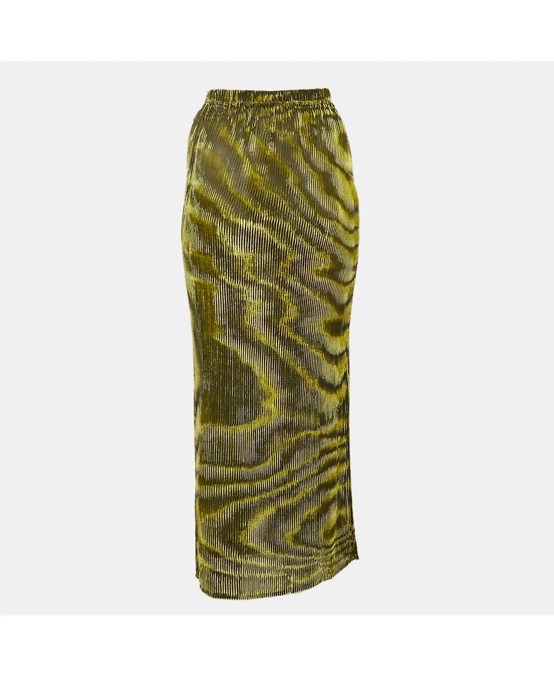 Pre-Owned Ronny Kobo Women's Green/black Devore Midi Jay Skirt