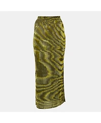 Pre-Owned Ronny Kobo Women's Green/black Devore Midi Jay Skirt
