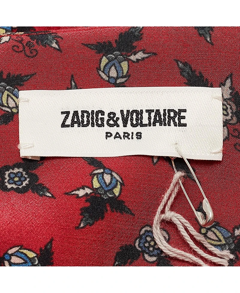 Pre-Owned Zadig & Voltaire Women's Red Floral Print Crepe Mini Dress