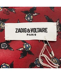 Pre-Owned Zadig & Voltaire Women's Red Floral Print Crepe Mini Dress