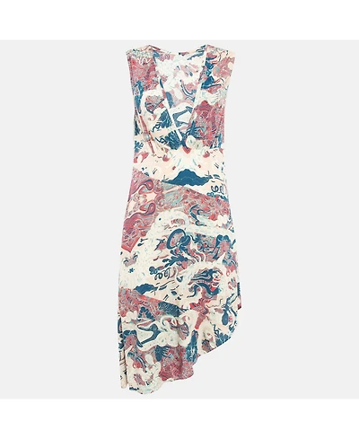 Pre-Owned Zadig & Voltaire Women's Pink Printed Crepe Asymmetric Root Midi Dress