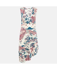 Pre-Owned Zadig & Voltaire Women's Pink Printed Crepe Asymmetric Root Midi Dress