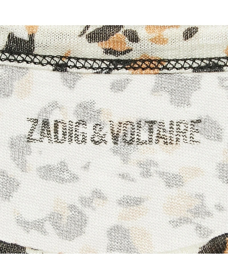 Pre-Owned Zadig & Voltaire Women's Leopard Print Linen Jersey Oversized T-Shirt