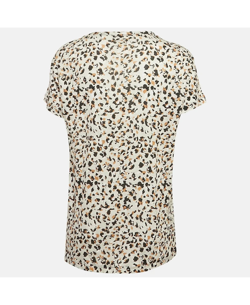 Pre-Owned Zadig & Voltaire Women's Beige Leopard Print Gauze Jersey Walk Oversized T-Shirt