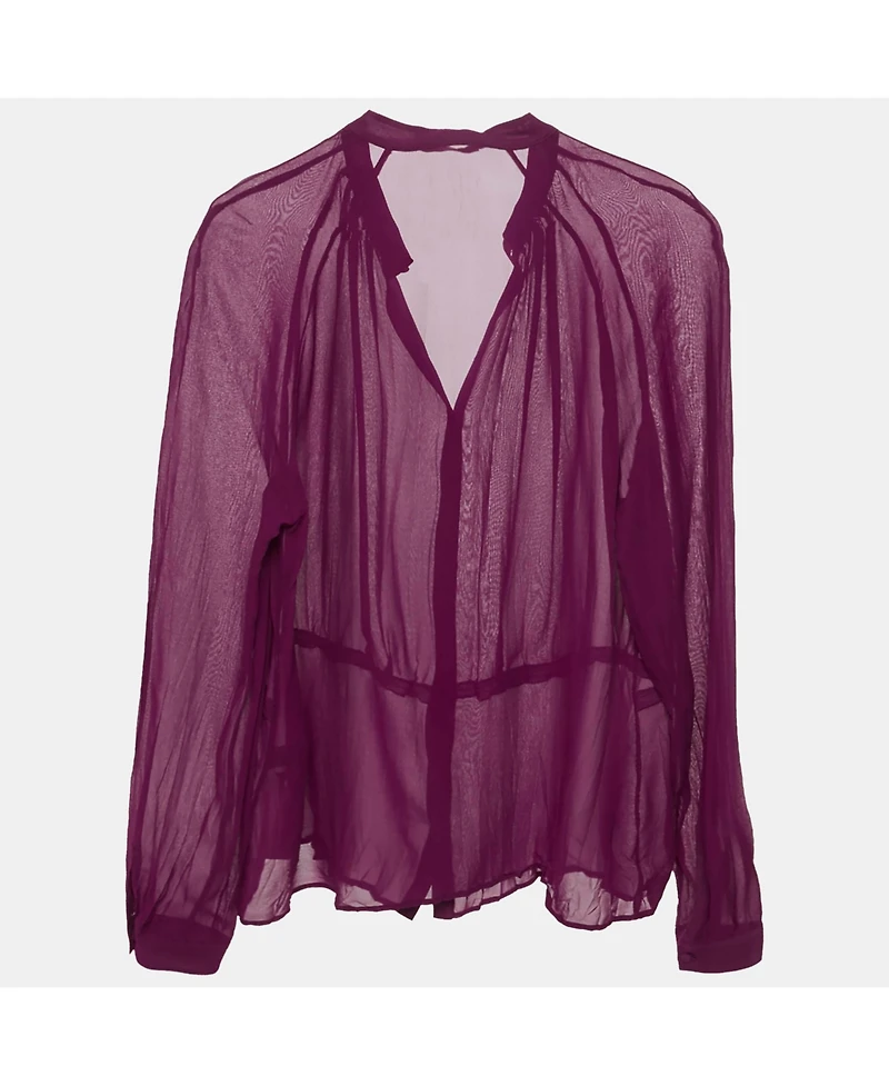 Pre-Owned Roberto Cavalli Women's Crinkled Silk Slim Fit Shirt