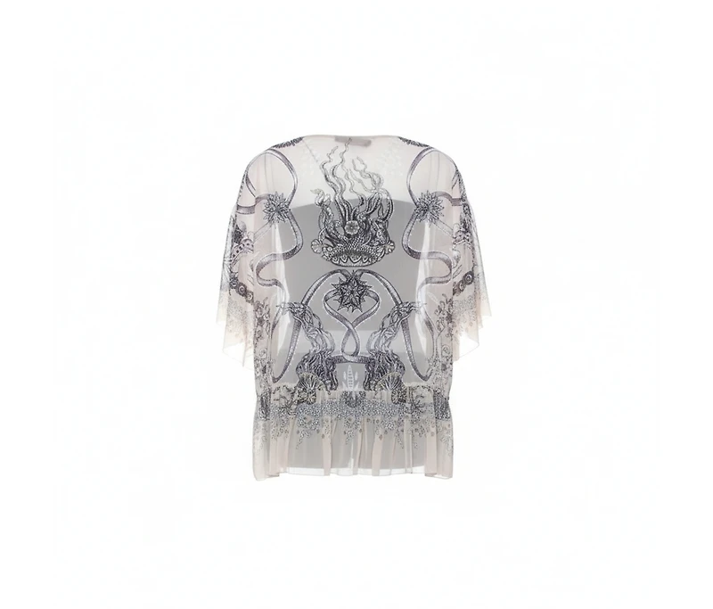 Pre-Owned Roberto Cavalli Women's Chiffon Botanical Print Top