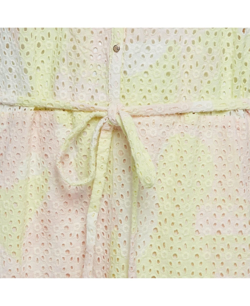 Pre-Owned Zadig & Voltaire Women's Pink & Yellow Eyelet Cotton Camo Dress