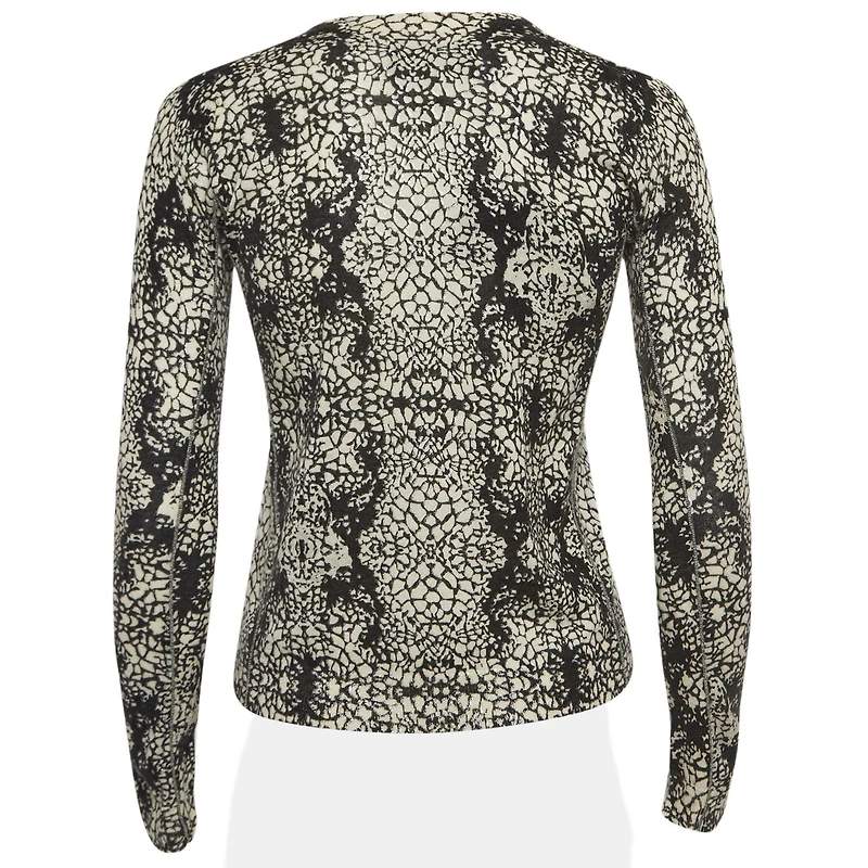 Pre-Owned Zadig & Voltaire Women's Pre-Owned Zadig and Voltaire Black/white Abstract Print Cashmere Buttoned Cardigan