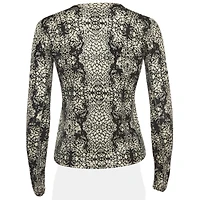 Pre-Owned Zadig & Voltaire Women's Pre-Owned Zadig and Voltaire Black/white Abstract Print Cashmere Buttoned Cardigan