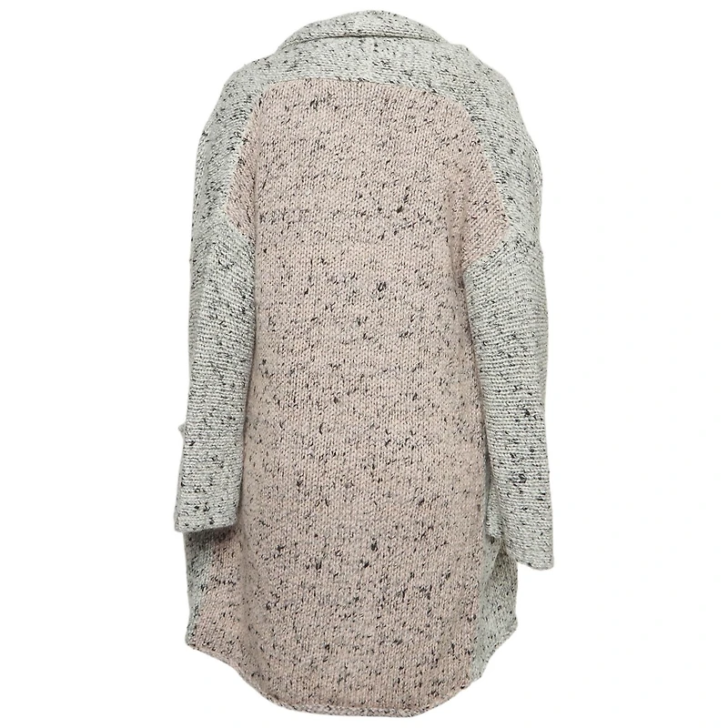 Pre-Owned Zadig & Voltaire Women's Grey/pink Rib Knit Open Cardigan