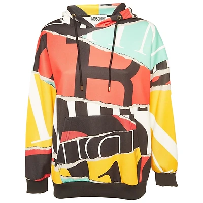 Pre-Owned Moschino Women's Multicolor Printed Jersey Oversized Hoodie