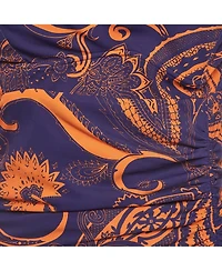 Pre-Owned Roberto Cavalli Women's Purple & Orange Printed Jersey Ruched Mini Dress