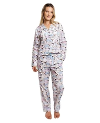 Sant and Abel Women's Organic Cotton Poplin Button Down Long Sleeve Pajama Set