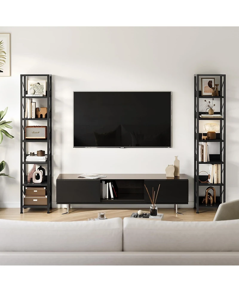 gaomon 6 Tier Narrow Bookcase Tall Skinny Bookshelf Rustic Corner Shelf Small Bookshelves Industrial Bookcase for Bedroom, Living Room, Home Office